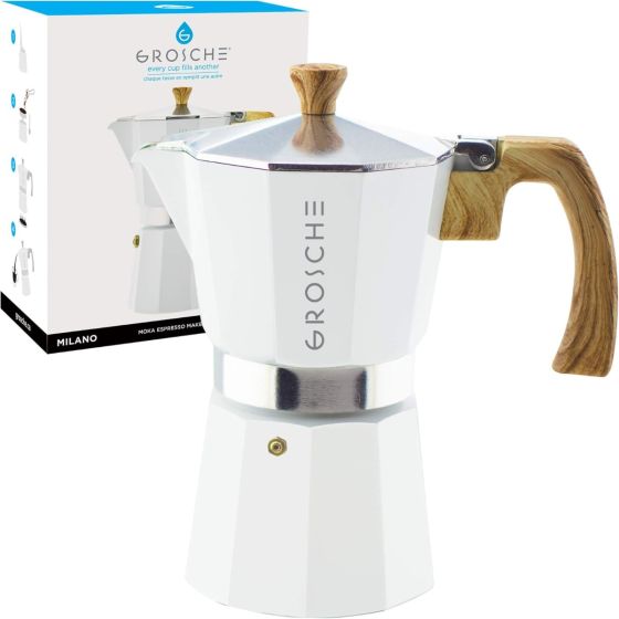 Stovetop Espresso Coffee Maker: Milano - White, 6 cup