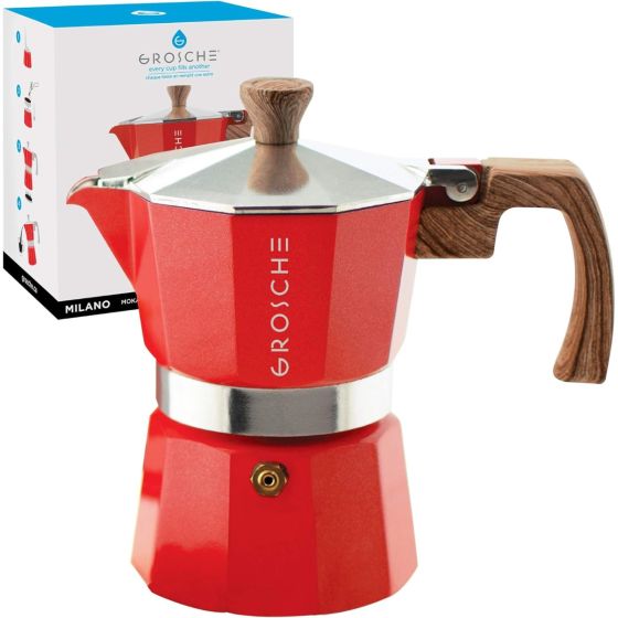 Stovetop Espresso Coffee Maker: Milano - Red, 3 cup