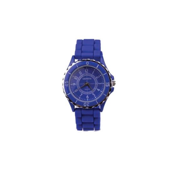 Geneva Blue Silicone Quartz Sports Watch
