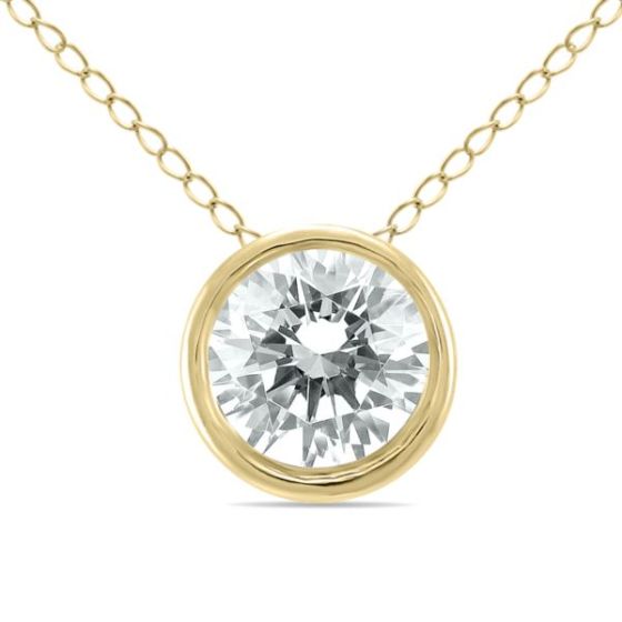 1/3 Carat Diamond Bezel Pendant In 14K Yellow Gold