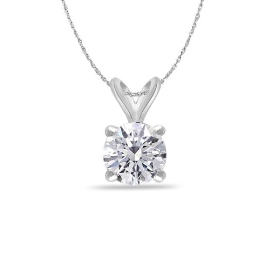 Bright White Round Lab Grown Diamond Pendant in 14K White Gold 0.05ct, Color-FG, Clarity-VS