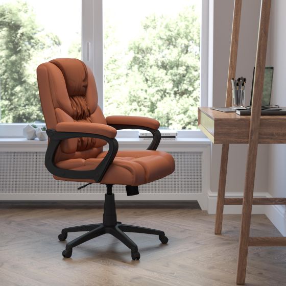 Big & Tall 400 lb. Rated Brown LeatherSoft Office Chair - Executive Office Chair