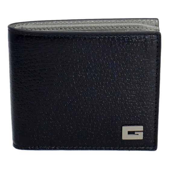Gucci G Detail Black and Grey Leather Bifold Wallet