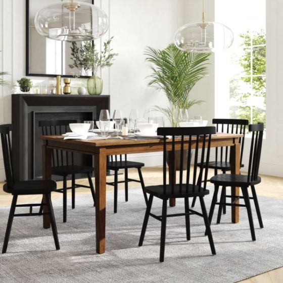 Solid Wood 60 Inch Commercial Grade Dining Table for 4 in Brown Matte Finish