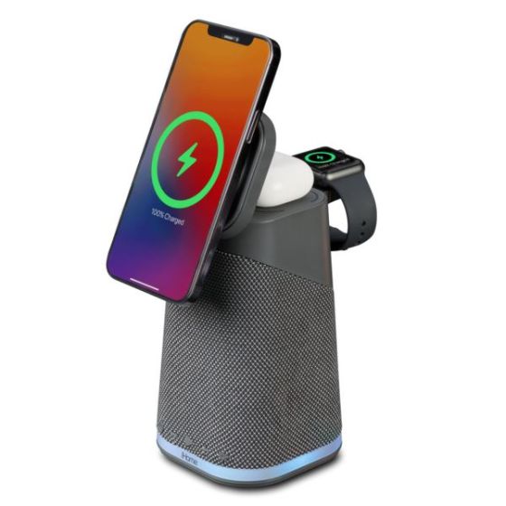 Power Tower Triple Wireless Charging Stand w/ Bluetooth Speaker