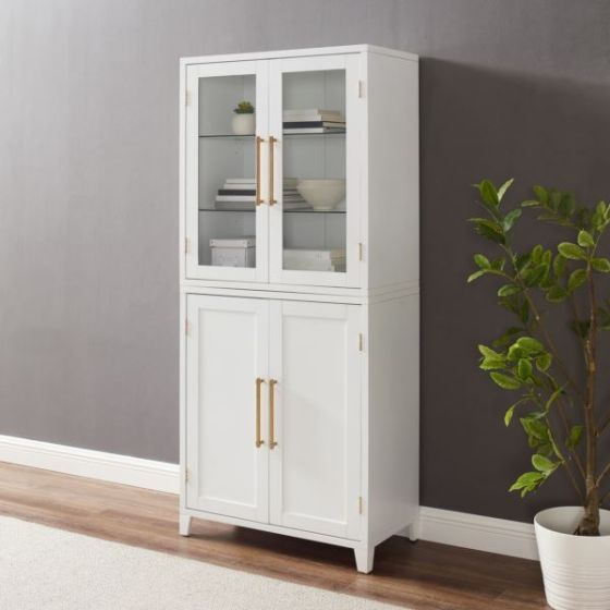 Roarke Pantry Storage Cabinet With Glass Door Hutch
