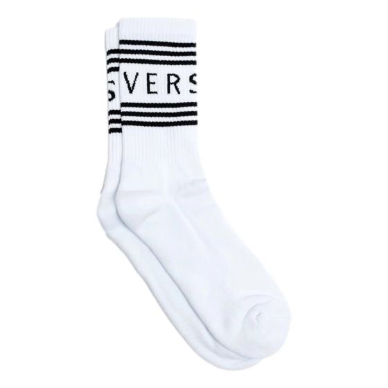 Versace White Black 90s Style Vintage Logo Tube Socks Medium