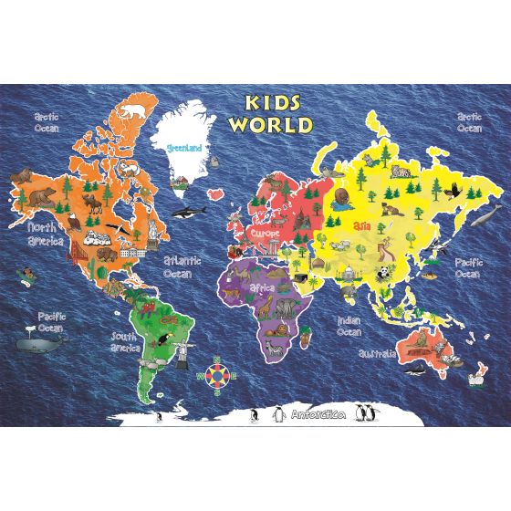 Kids World Peel & Stick Wall Map - Large 42
