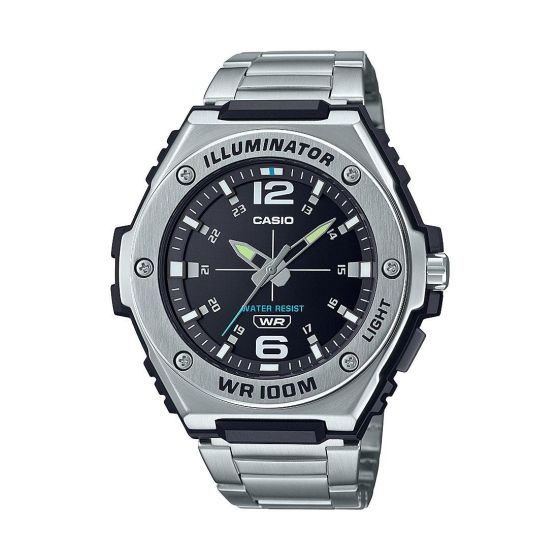 Mens Dress Heavy-Duty Stainless Steel Analog Watch Black Dial