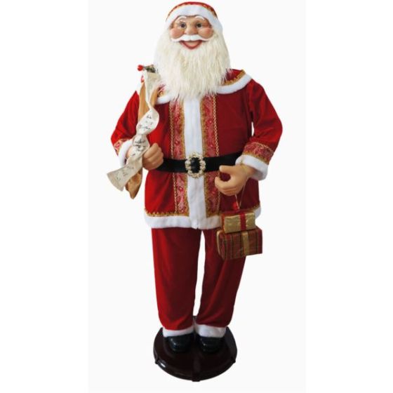 58-In. Dancing Santa Claus with Naughty & Nice List, Gifts and Toy Sack, Animated Indoor Christmas H