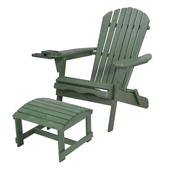 Blizzard - Foldable Adirondack Chair w/Cup Holder & Ottoman - Sea Green
