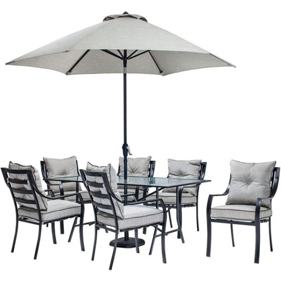 Lavallette 7-Piece Outdoor Dining Set with Table Umbrella and Base