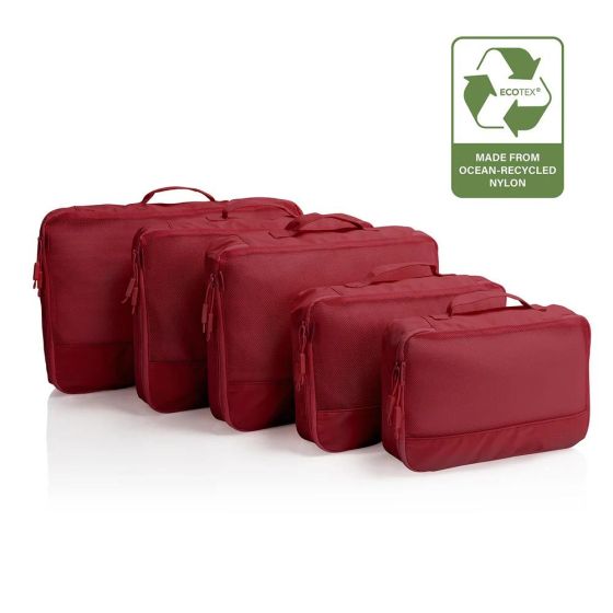 Heys Ecotex Packing Cube 5pc Set - Red Maple