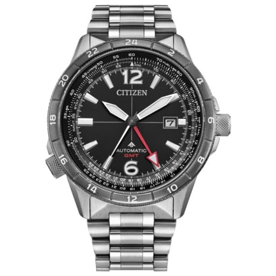 Men's Promaster Air GMT Automatic Silver-Tone Stainless Steel Watch Black Dial
