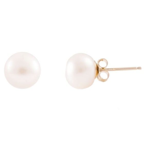 LALI Jewels 14K Yellow Gold White Fresh Water Pearl Stud Earring