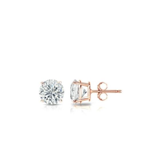 Bright White Round Lab Grown Diamond Stud in 14K Rose Gold 0.25ct, Color-FG, Clarity-VS SI