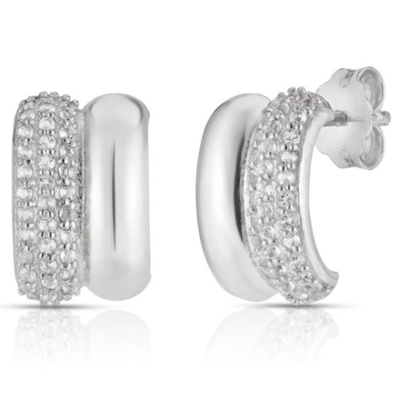 White Topaz Double Half Huggies