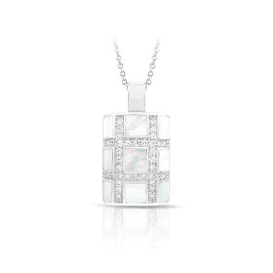 Belle Etoile Round Cubic Zirconia studded White Background Regal Pendant - 925 SS with chain