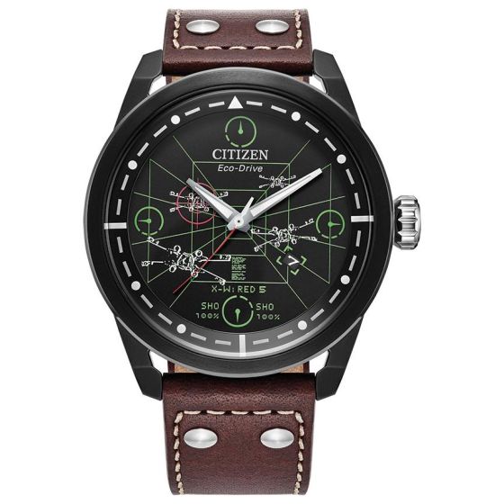 Star Wars Men's Leather Strap watch, Black dial