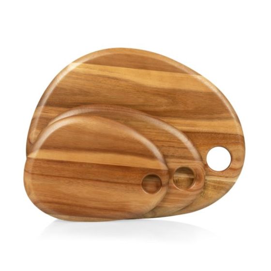 Set of 3 Pebble Shaped Acacia Serving Boards - Acacia Wood