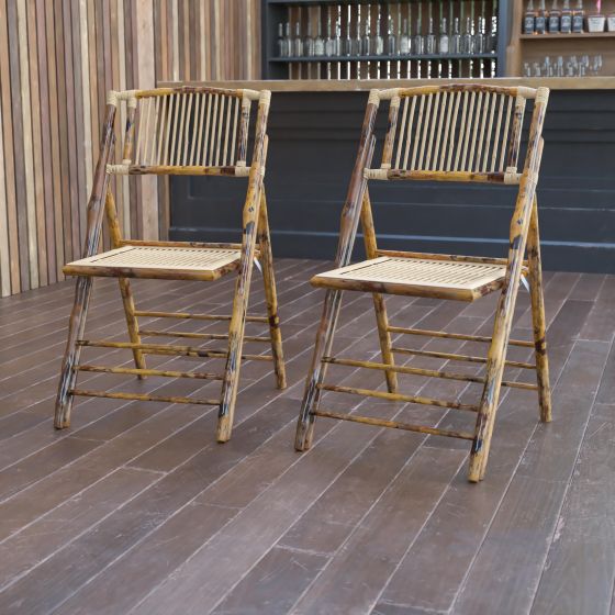 2Pack Bamboo Wood Folding Chair - Event Folding Chair - Commercial Folding Chair