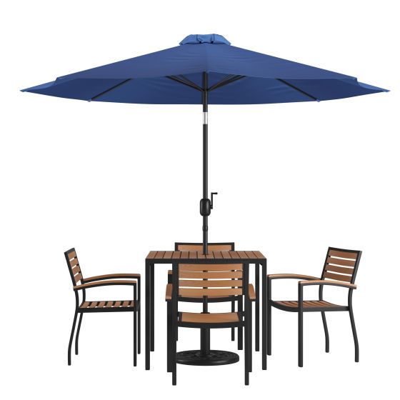 7 Piece Patio Set: Tan Umbrella