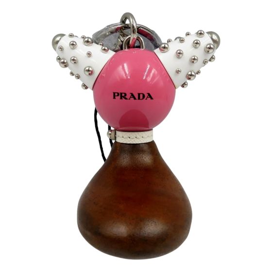 Prada Pradamalia Trick Robot Wood and Metal Begonia Pink Bag Charm