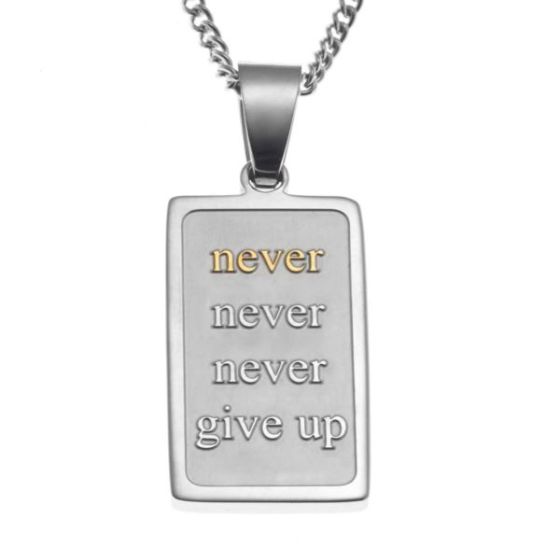 Joyful Sentiments Never Give Up Pendant Necklace