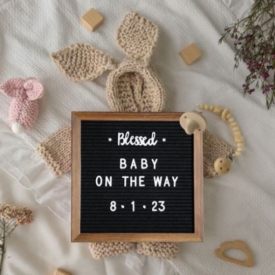 10x10 Wood Frame Letter Board with 389 PP Letters - Weathered Wood/Gray Felt