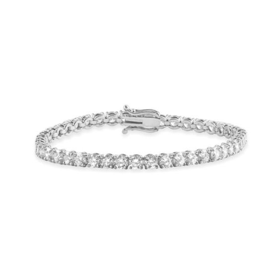 Bright White Privilege Round Lab Grown Diamond Tennis Bracelet in 14K White Gold 6.00ct,EF,VS1 VS2