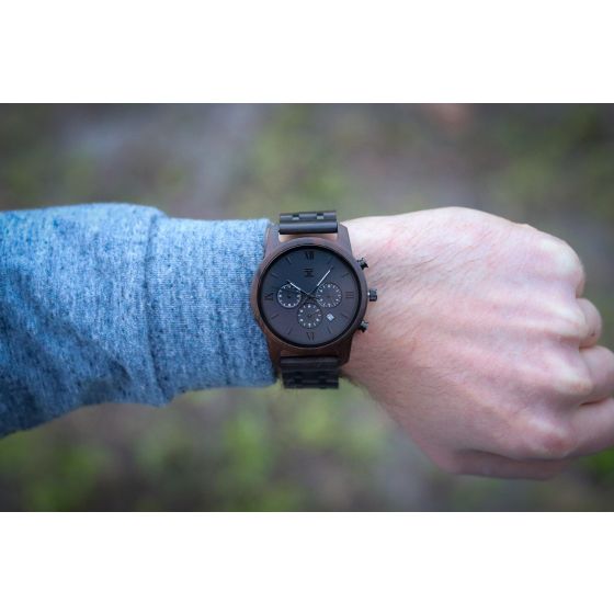 Valyrian - Black Sandalwood Chronograph Wooden Watch 45mm