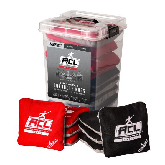 ACL - REC Stick-N-Slick Rounded Edge Cornhole Bags - Red/Black