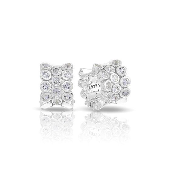 Belle Etoile Round Cubic Zirconia studded Shimmer Earrings - 925 Sterling Silver.