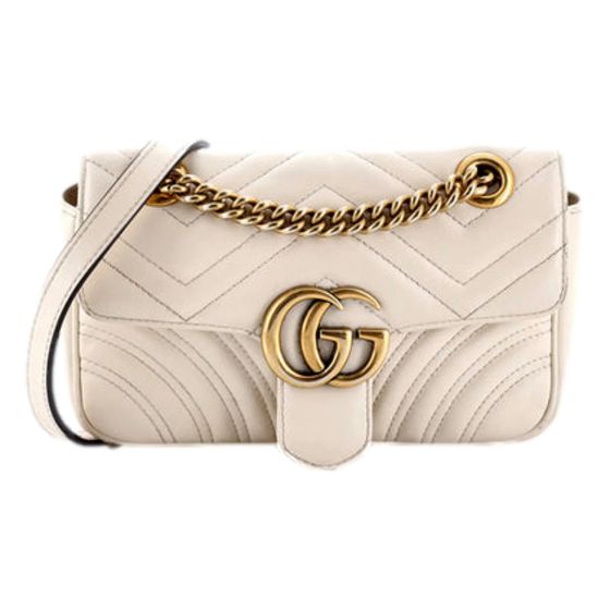 Gucci Calfskin Matelasse Medium GG Marmont Shoulder Bag Ivory