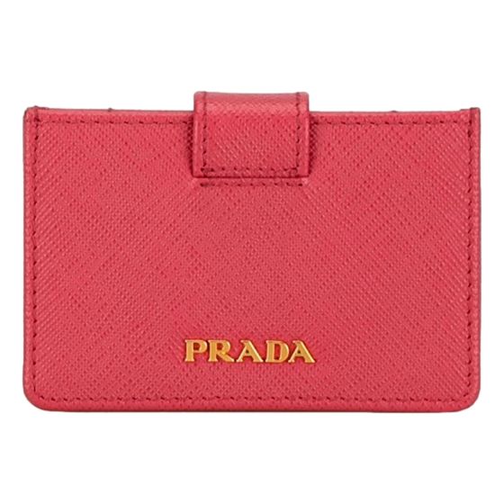 Prada Saffiano Leather Card Case Wallet Accordion Peonia Pink