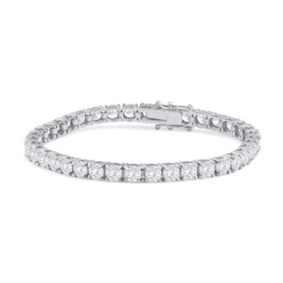 Bright White Privilege Round Lab Grown Diamond Tennis Bracelet in 14K White Gold 13.00ct,EF,VS1 VS2