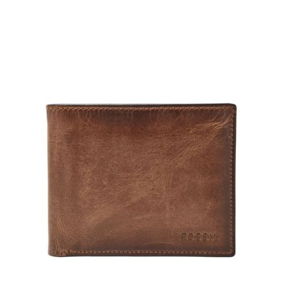 Derrick RFID Passcase Leather Wallet Brown