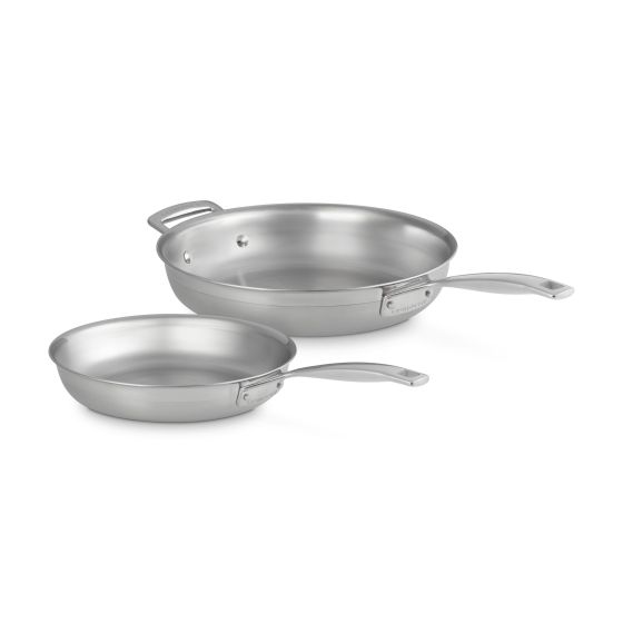 2pc Classic Stainless Steel Frying Pan Set