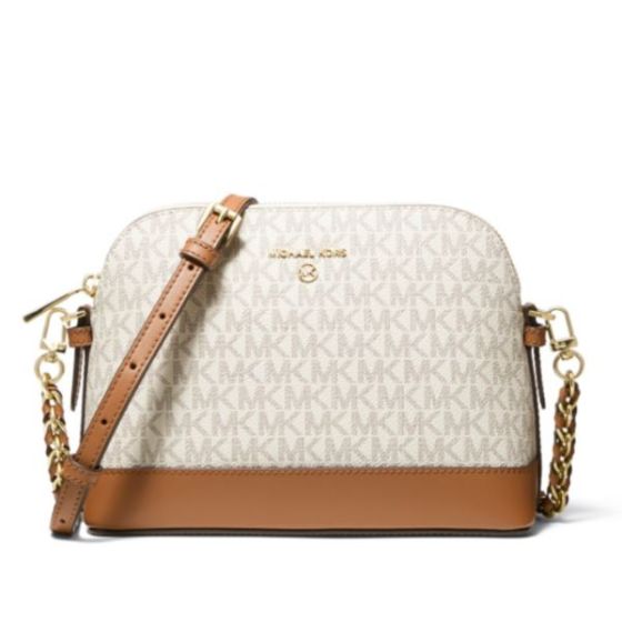 White Large Logo Dome Crossbody Bag -  Vanilla/Acorn