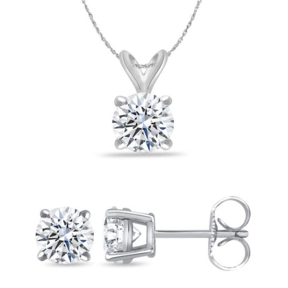 Bright White Round Lab Grown Diamond Set  in 14K White Gold 0.80ct, Color-FG, Clarity-VS SI