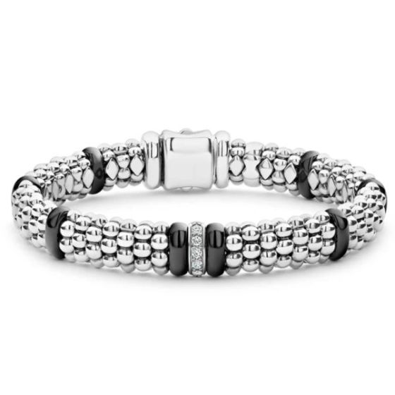 Single Station Diamond Caviar Bracelet Size 7