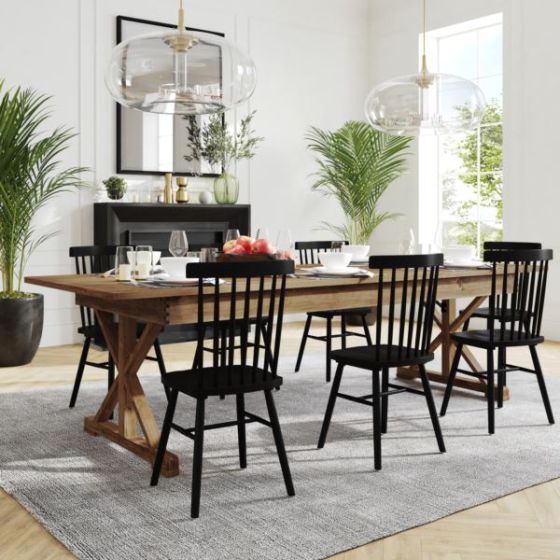 Solid Pine Farm Dining Table with X-Style Legs in Antique Rustic - 9' x 40