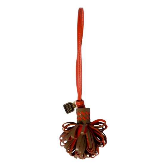 Miu Miu Trick Nappa Leather Pompom Bag Charm Brown and Orange