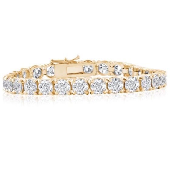 Bright White Privilege Round Lab Grown Diamond Tennis Bracelet in 14K Yellow Gold 20.00ct,EF,VS1 VS2