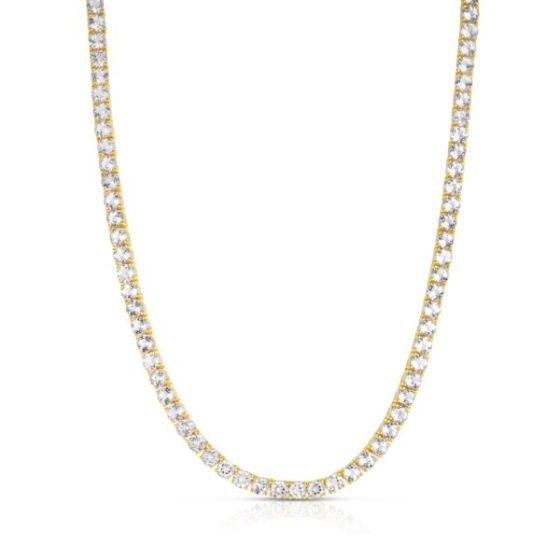 White Topaz Tennis Necklace Gold
