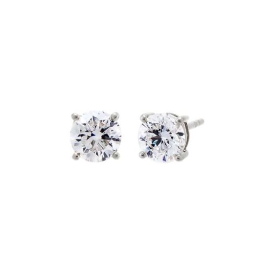 Lab Grown Solitaire 4 Prong Earring 14K Size 1 CT