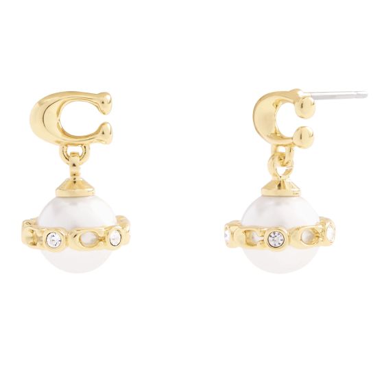 Pearl Orb Drop Earrings - Cream/Gold