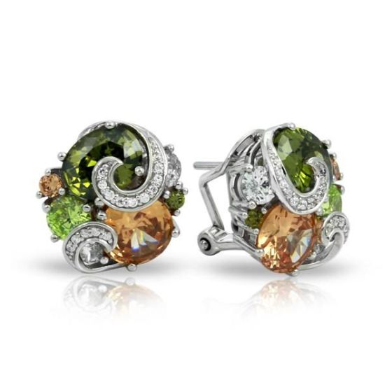 Belle Etoile Round Cubic Zirconia studded Andromeda Earrings - 925 Sterling Silver.