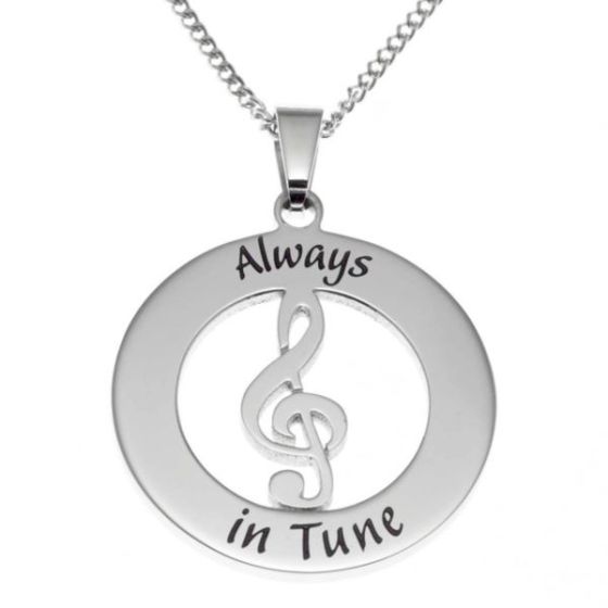 Joyful Sentiments Always In Tune Treble Clef Pendant Necklace