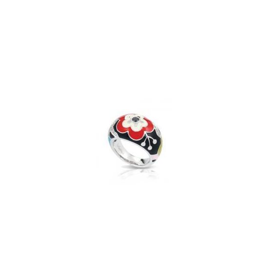 Belle Etoile Round Cubic Zirconia studded Cherry Blossom Size-7 Ring - 925 Sterling Silver